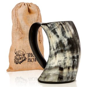 Original viking drinking horn with gift sack