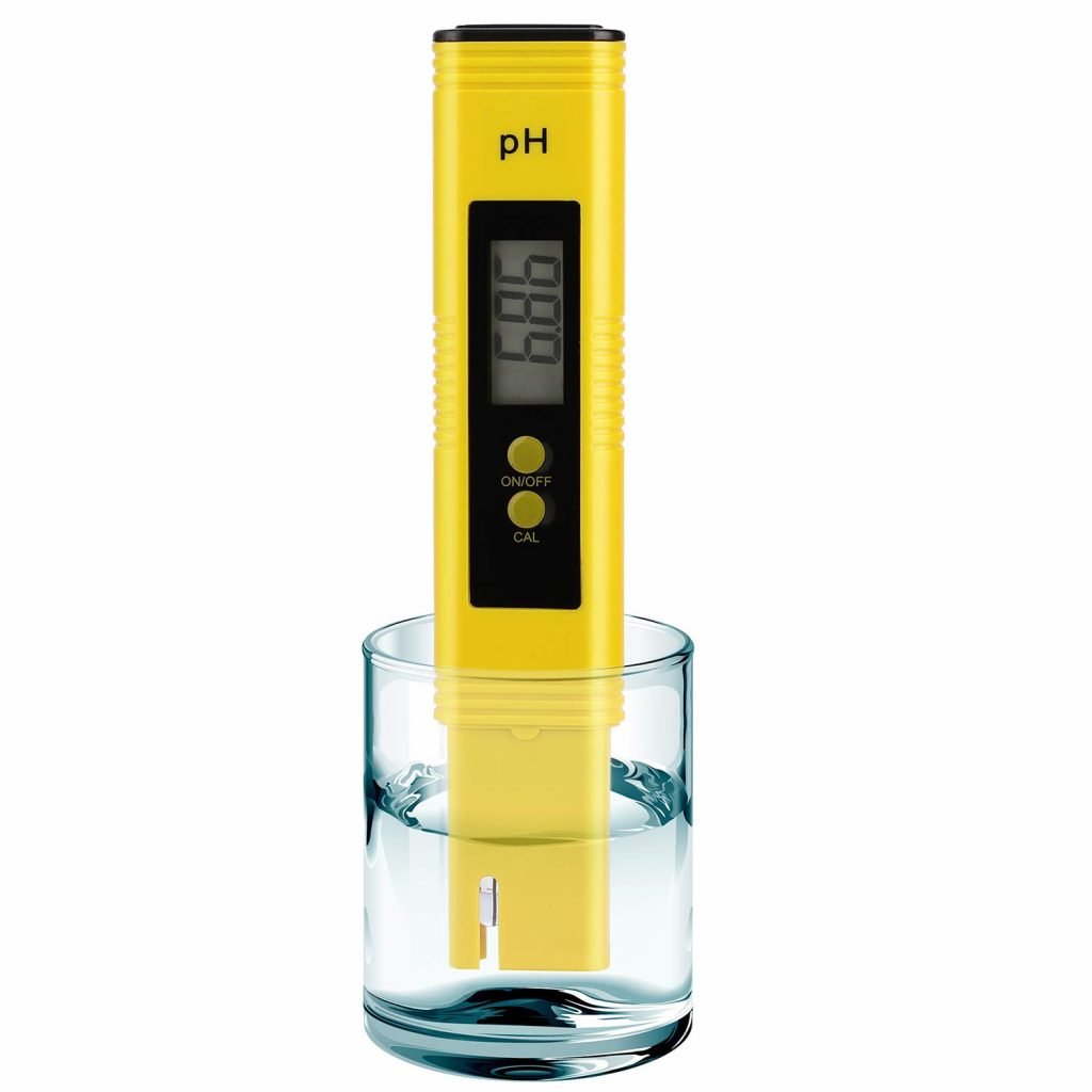 ph meter in glass of water